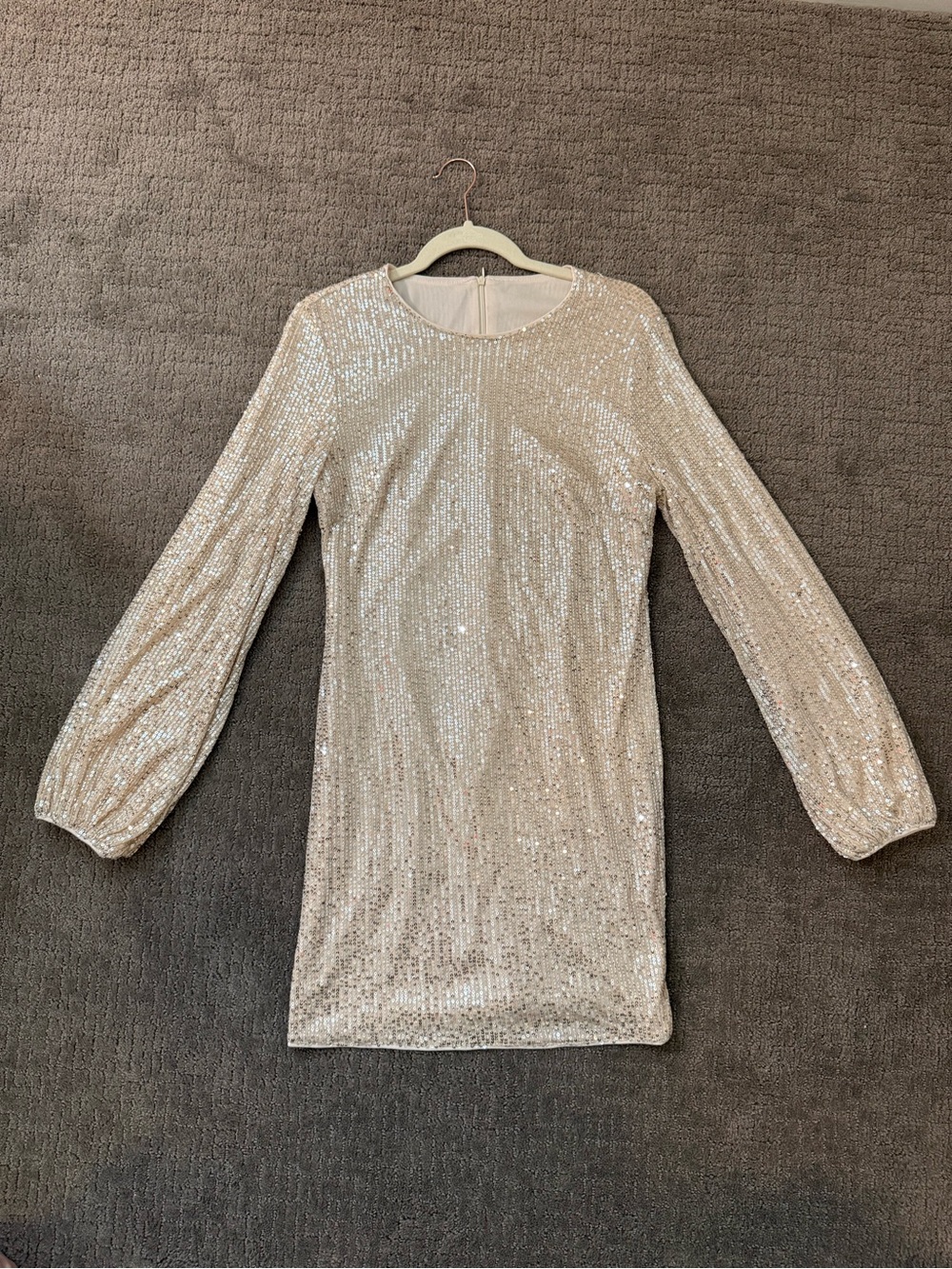Worn once Glamorous Sequin Bishop Sleeves Mini Dress - Perfect for Parties!